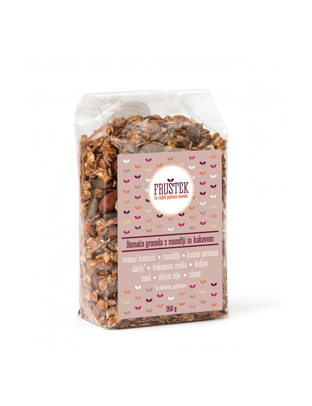 Domača granola z mandlji in kakavom 350g