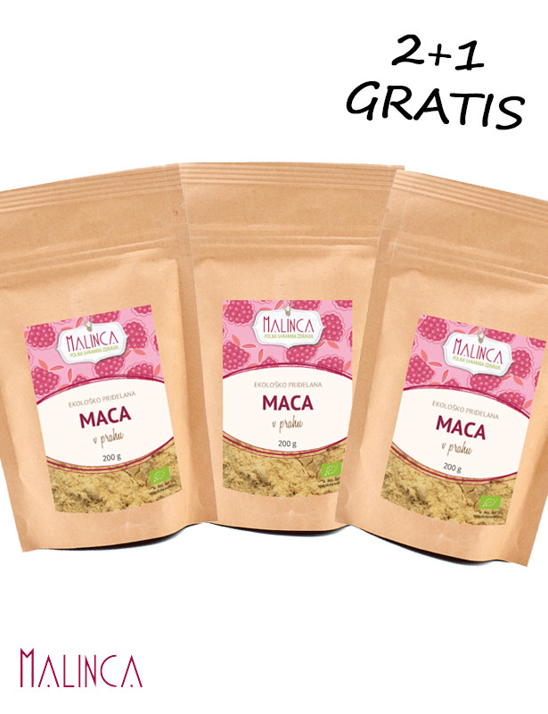 Maca v prahu iz ekološke pridelave 200g 2+1 gratis